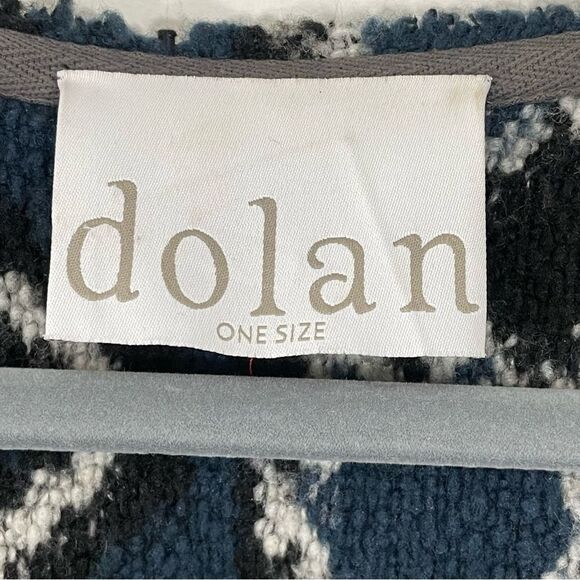 Anthropologie Dolan Avoca Poncho Open Front One‎ Size Blue Black Fringe - Picture 6 of 9